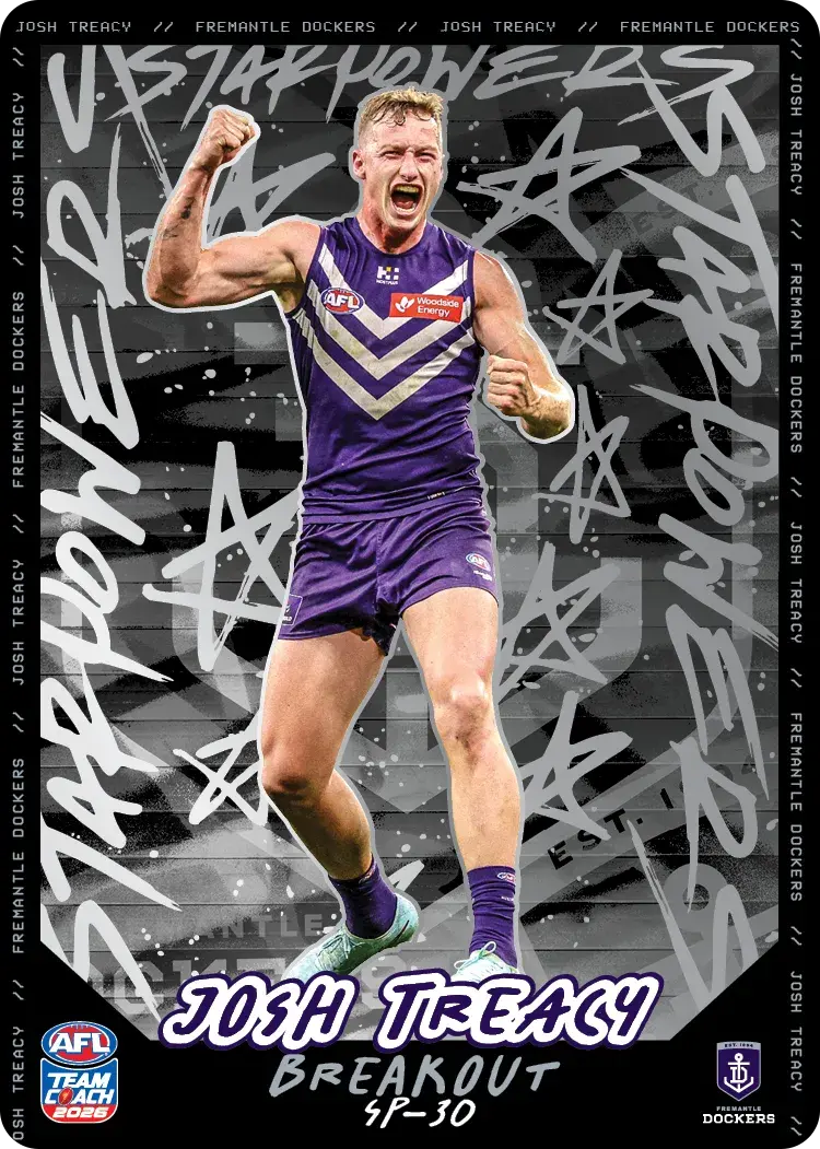 Teamcoach 2026 Star Powers Silver SP-30 Josh Treacy - Fremantle Dockers
