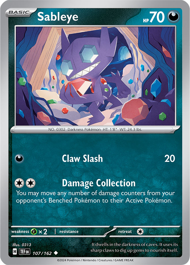 Pokemon TCG - Temporal Forces - #107 - Sableye - Uncommon