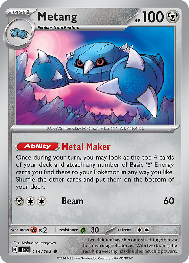 Pokemon TCG - Temporal Forces - #114 - Metang - Common