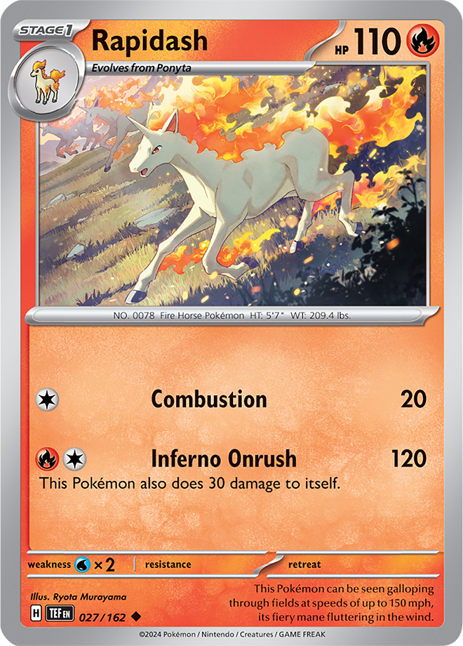 Pokemon TCG - Temporal Forces - #027 - Rapidash - Uncommon