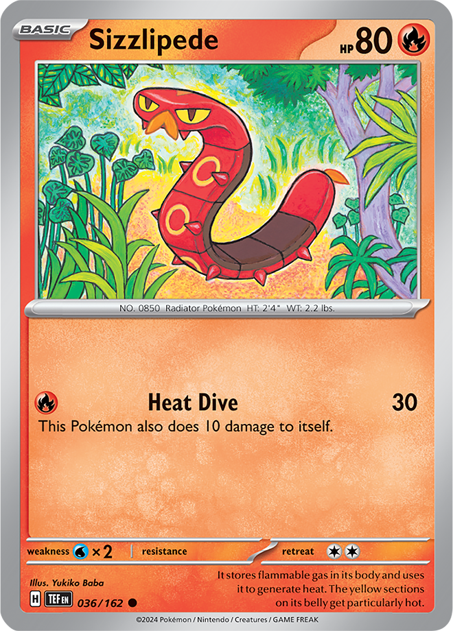 Pokemon TCG - Temporal Forces - #036 - Sizzlipede - Common