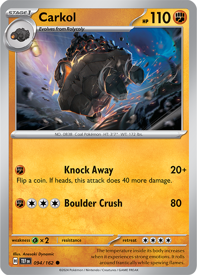 Pokemon TCG - Temporal Forces - #094 - Carkol - Common