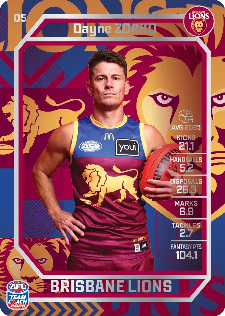 Teamcoach 2026 Base Silver Card #05 Dayne Zorko - Brisbane Lions