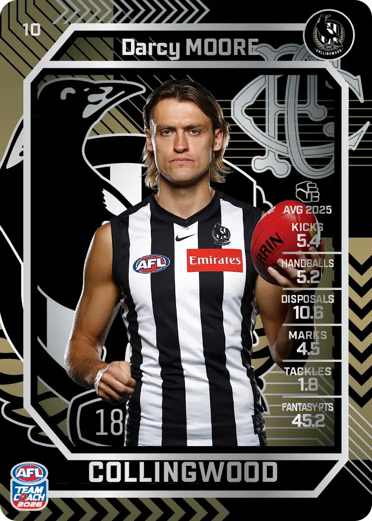 Teamcoach 2026 Base Silver Card #10 Darcy Moore - Collingwood