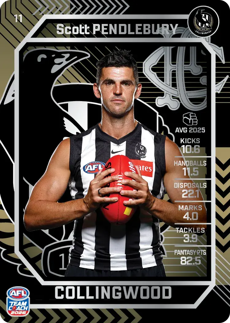 Teamcoach 2026 Base Silver Card #11 Scott Pendlebury - Collingwood