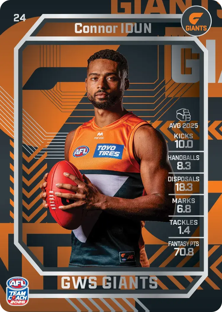 Teamcoach 2026 Base Silver Card #24 Connor Idun - GWS Giants