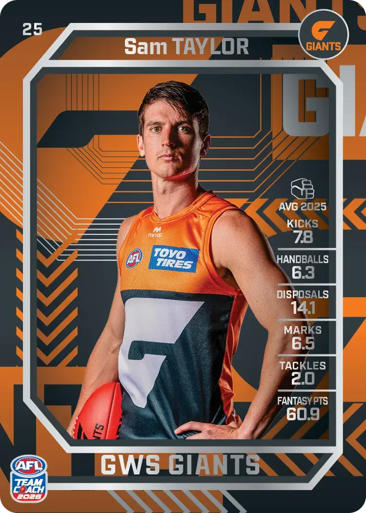 Teamcoach 2026 Base Silver Card #25 Sam Tylor - GWS Giants