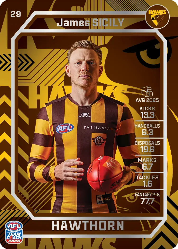 Teamcoach 2026 Base Silver Card #29 James Sicily - Hawthorn