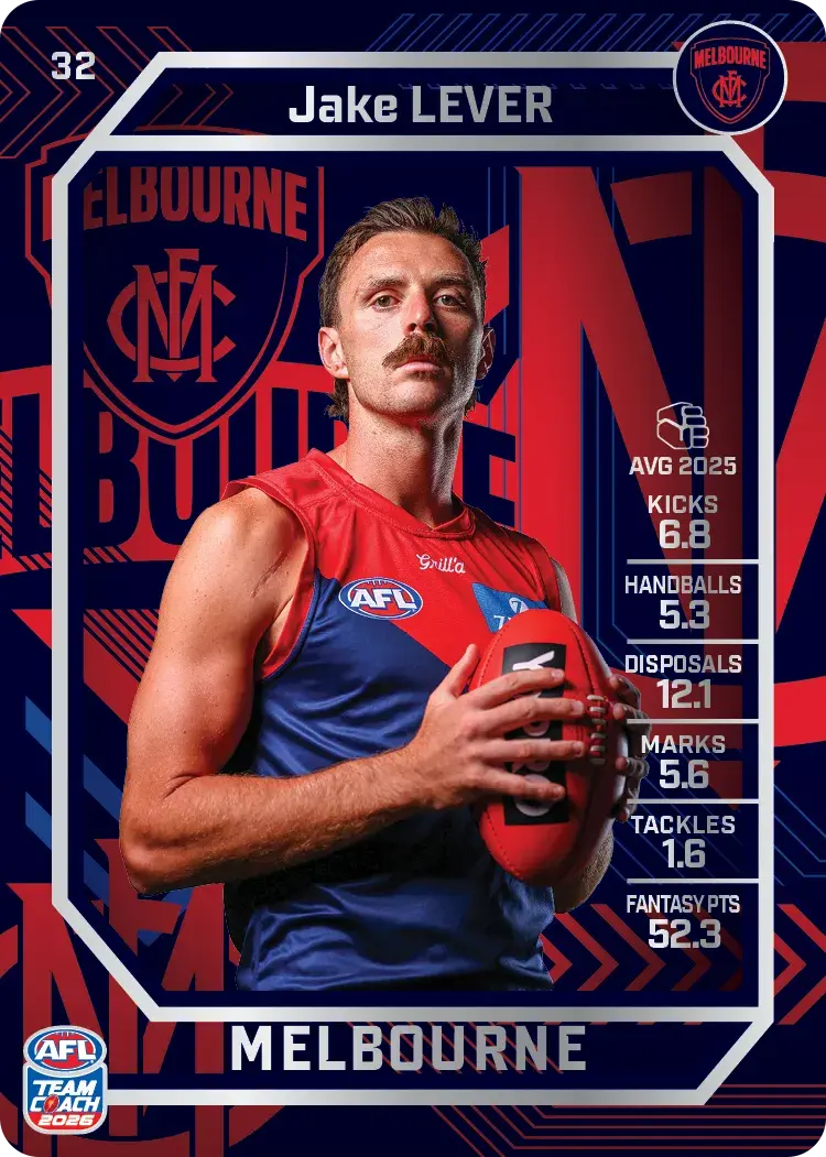 Teamcoach 2026 Base Silver Card #32 Jake Lever - Melbourne