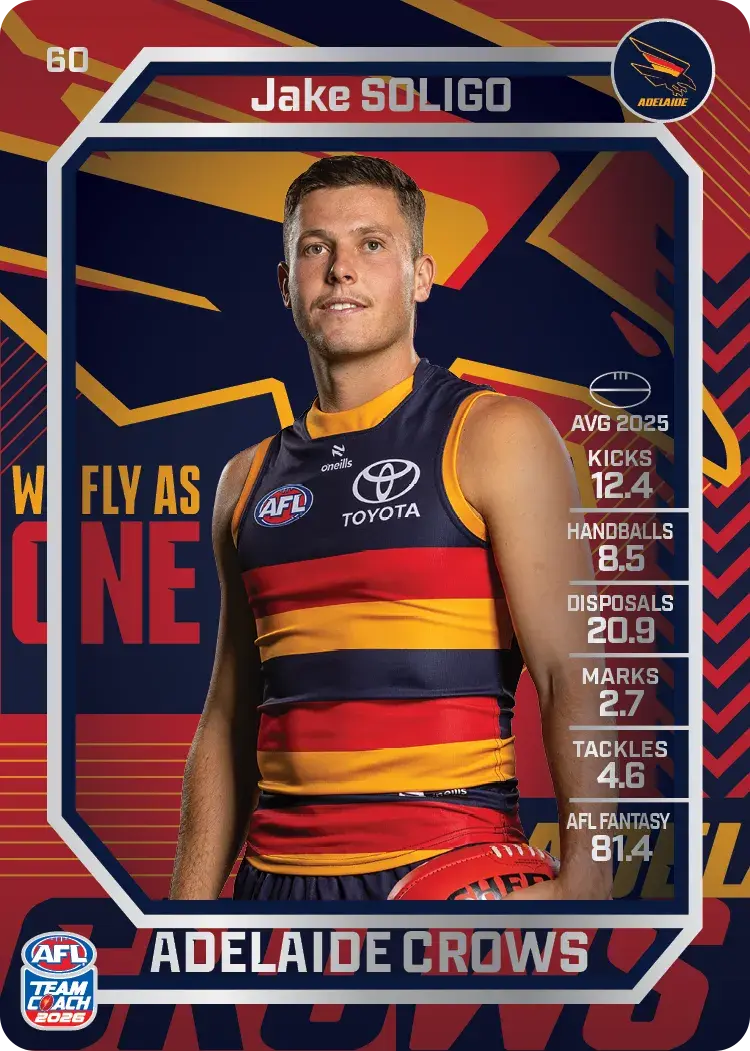 Teamcoach 2026 Base Silver Card #60 Jake Soligo - Adelaide Crows
