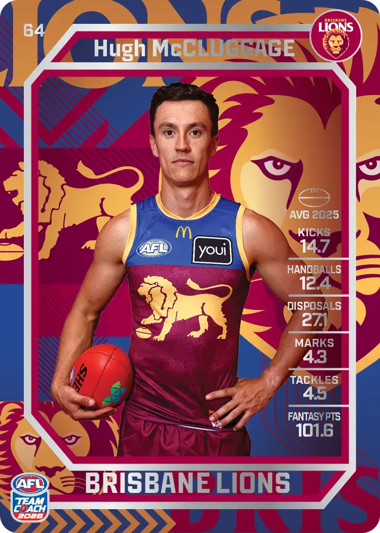 Teamcoach 2026 Base Silver Card #64 Hugh McCluggage - Brisbane Lions