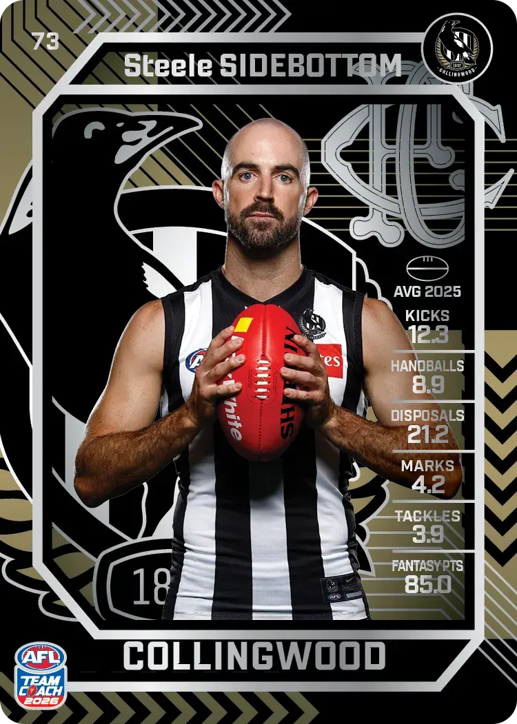 Teamcoach 2026 Base Silver Card #73 Steele Sidebottom - Collingwood