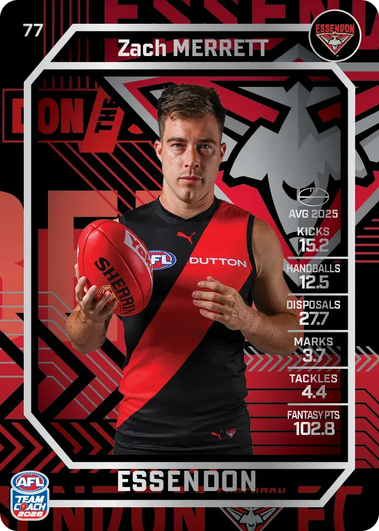 Teamcoach 2026 Base Silver Card #76 Zach Merrett - Essendon