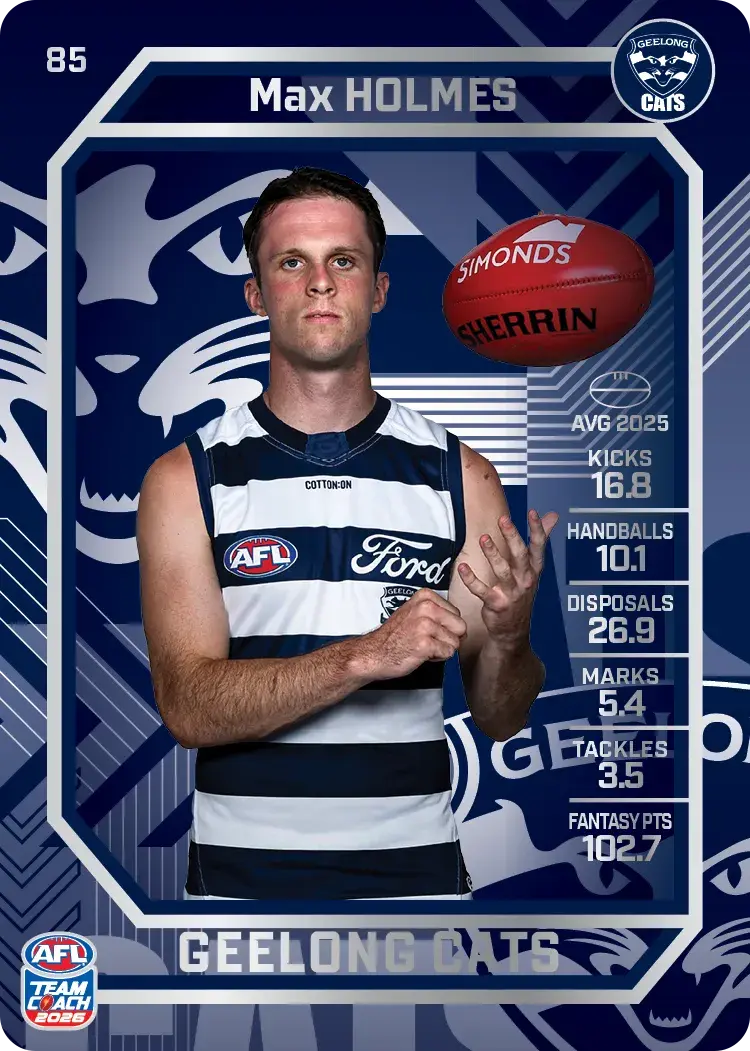 Teamcoach 2026 Base Silver Card #85 Max Holmes - Geelong