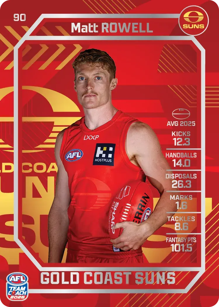 Teamcoach 2026 Base Silver Card #90 Matt Rowell - Gold Coast Suns
