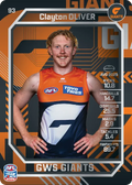Teamcoach 2026 Base Silver Card #93 Clayton Oliver - GWS Giants