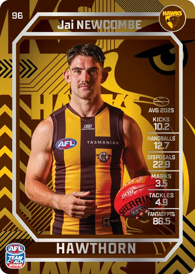 Teamcoach 2026 Base Silver Card #96 Jai Newcombe - Hawthorn