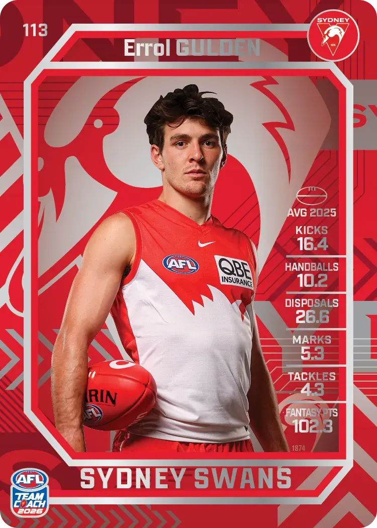 Teamcoach 2026 Base Silver Card #113 Errol Gulden - Sydney Swans