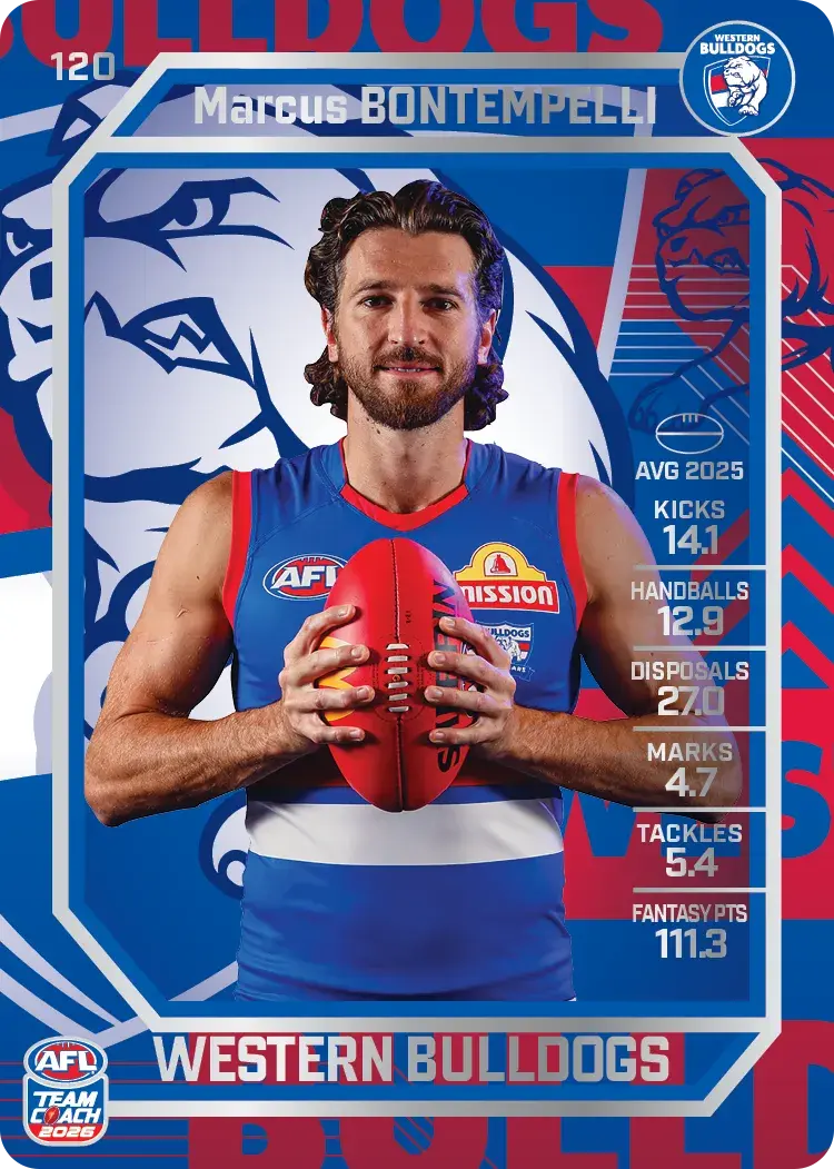 Teamcoach 2026 Base Silver Card #120 Marcus Bontempelli - Western Bulldogs