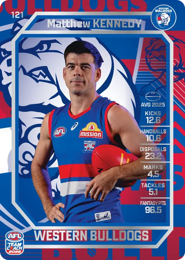 Teamcoach 2026 Base Silver Card #121 Matthew Kennedy - Western Bulldogs