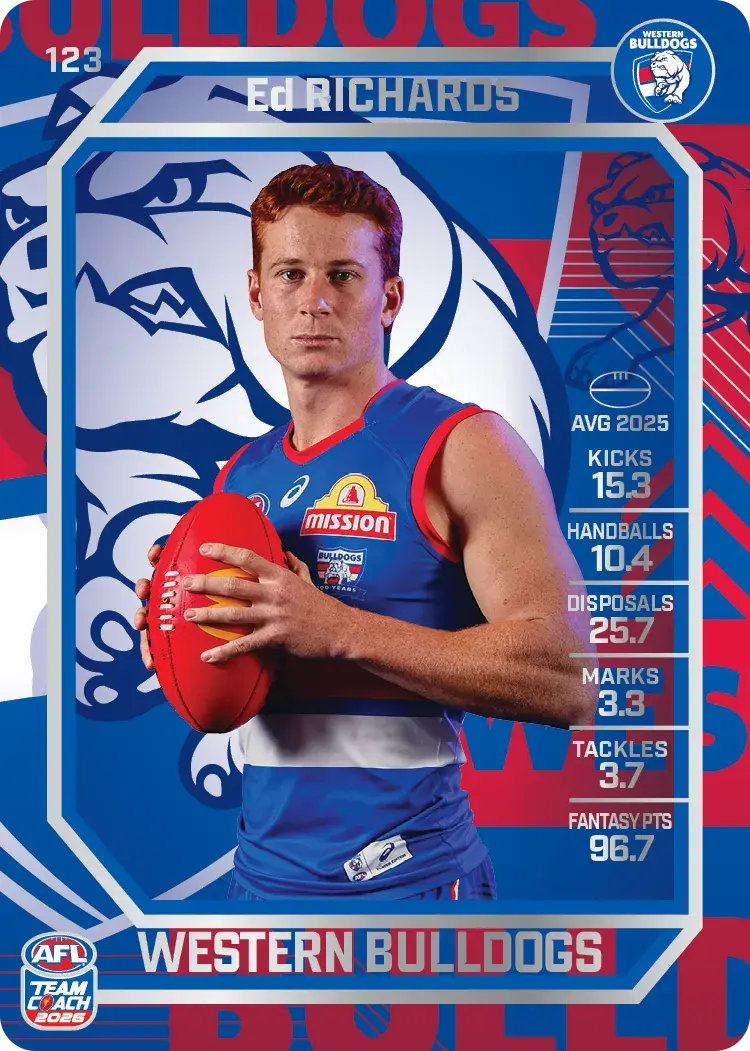 Teamcoach 2026 Base Silver Card #123 Ed Richards - Western Bulldogs
