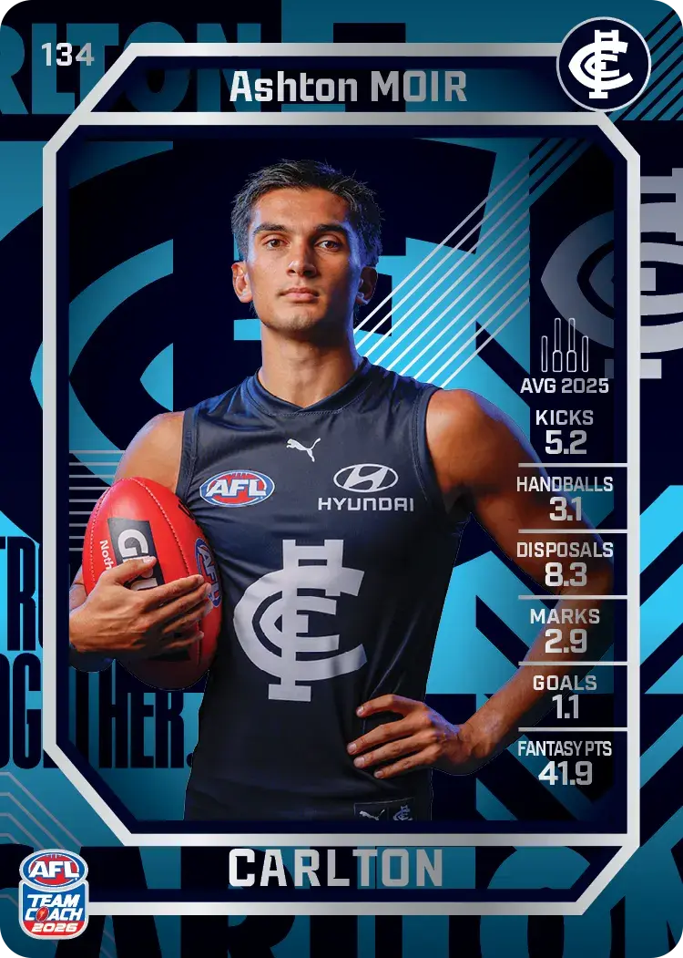Teamcoach 2026 Base Silver Card #134 Ashton Moir - Carlton