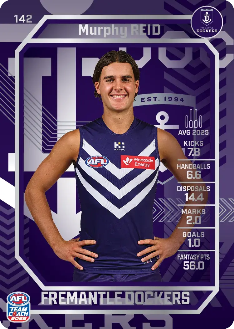 Teamcoach 2026 Base Silver Card #142 Murphy Reid - Fremantle