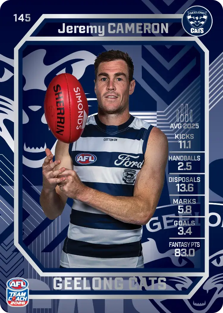 Teamcoach 2026 Base Silver Card #145 Jeremy Cameron - Geelong