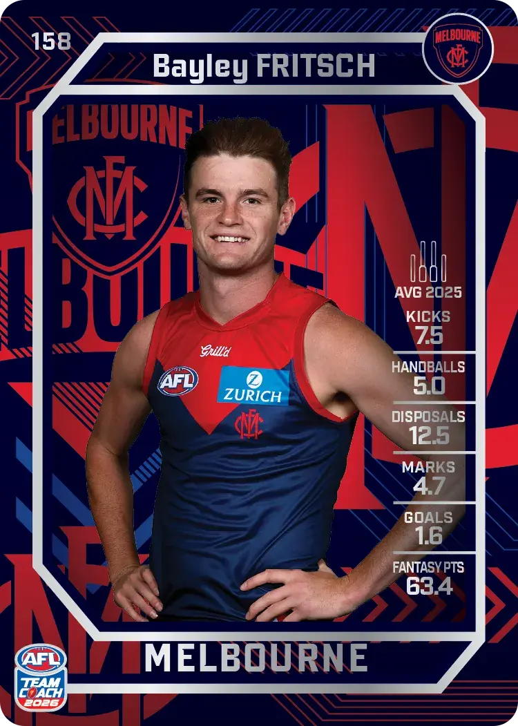 Teamcoach 2026 Base Silver Card #158 Bayley Fritsch - Melbourne