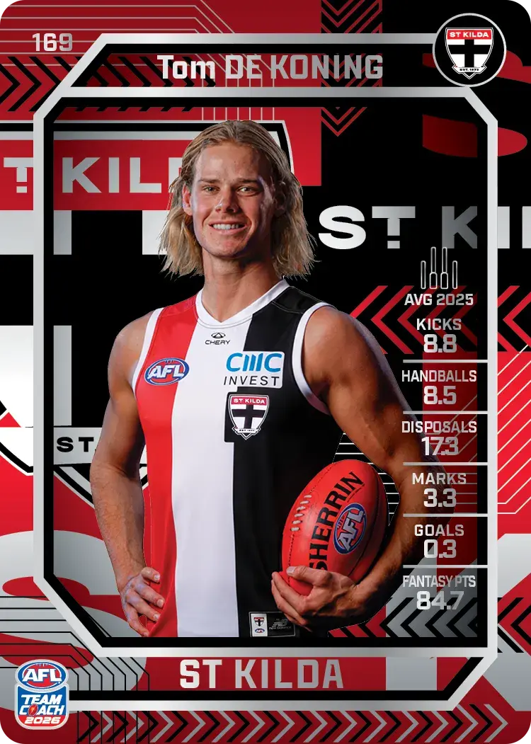 Teamcoach 2026 Base Silver Card #169 Tom De Koning - St Kilda