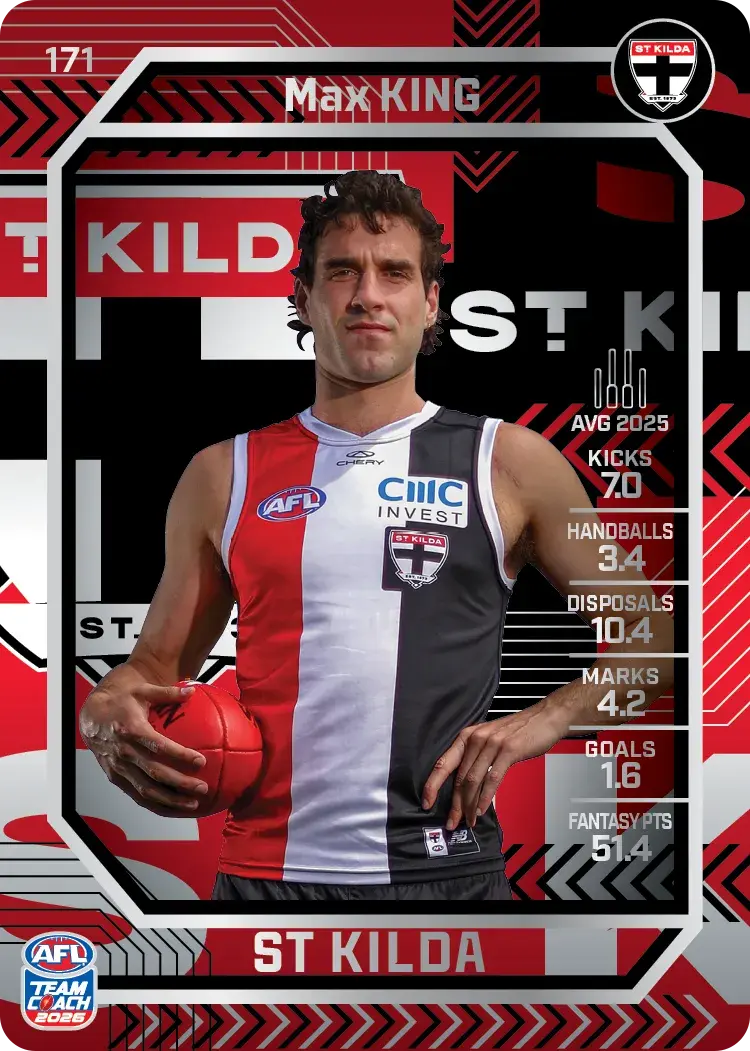 Teamcoach 2026 Base Silver Card #171 Max King - St Kilda