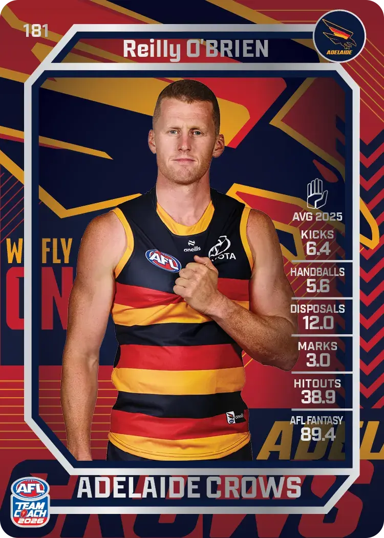 Teamcoach 2026 Base Silver Card #181 Reilly O'Brien - Adelaide Crows