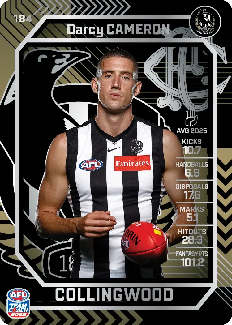 Teamcoach 2026 Base Silver Card #184 Darcy Cameron - Collingwood