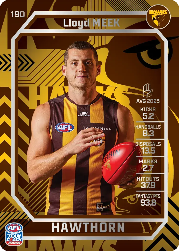Teamcoach 2026 Base Silver Card #190 Llyod Meek - Hawthorn