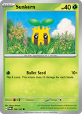 Pokemon TCG Scarlet & Violet expansion Twilight Masquerades. Sunkern common card.