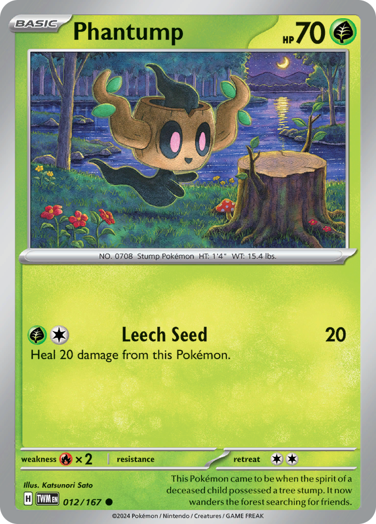 Pokemon TCG Scarlet & Violet expansion Twilight Masquerades. Phantump common card.