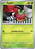 Pokemon TCG Scarlet & Violet expansion Twilight Masquerades. Applin common card.
