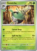 Pokemon TCG Scarlet & Violet expansion Twilight Masquerades. Sinistcha rare card.