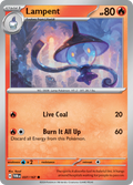 Pokemon TCG Scarlet & Violet expansion Twilight Masquerades. Lampent common card.