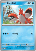 Pokemon TCG Scarlet & Violet expansion Twilight Masquerades. Corphish common card.