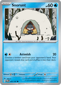 Pokemon TCG Scarlet & Violet expansion Twilight Masquerades. Snorunt common card.