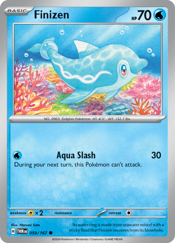 Pokemon TCG Scarlet & Violet expansion Twilight Masquerades. Finizen common card.