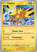 Pokemon TCG Scarlet & Violet expansion Twilight Masquerades. Zapdos rare card.