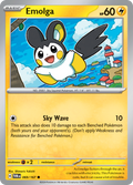 Pokemon TCG Scarlet & Violet expansion Twilight Masquerades. Emolga common card.