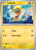 Pokemon TCG Scarlet & Violet expansion Twilight Masquerades. Tadbulb common card.