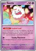 Pokemon TCG Scarlet & Violet expansion Twilight Masquerades. Swirlix common card.