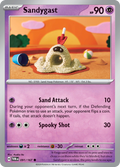Pokemon TCG Scarlet & Violet expansion Twilight Masquerades. Sandygast common card.