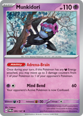 Pokemon TCG Scarlet & Violet expansion Twilight Masquerades. Munkidori rare card.