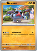 Pokemon TCG Scarlet & Violet expansion Twilight Masquerades. Nosepass common card.