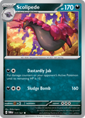 Pokemon TCG Scarlet & Violet expansion Twilight Masquerades. Scolipede uncommon card.